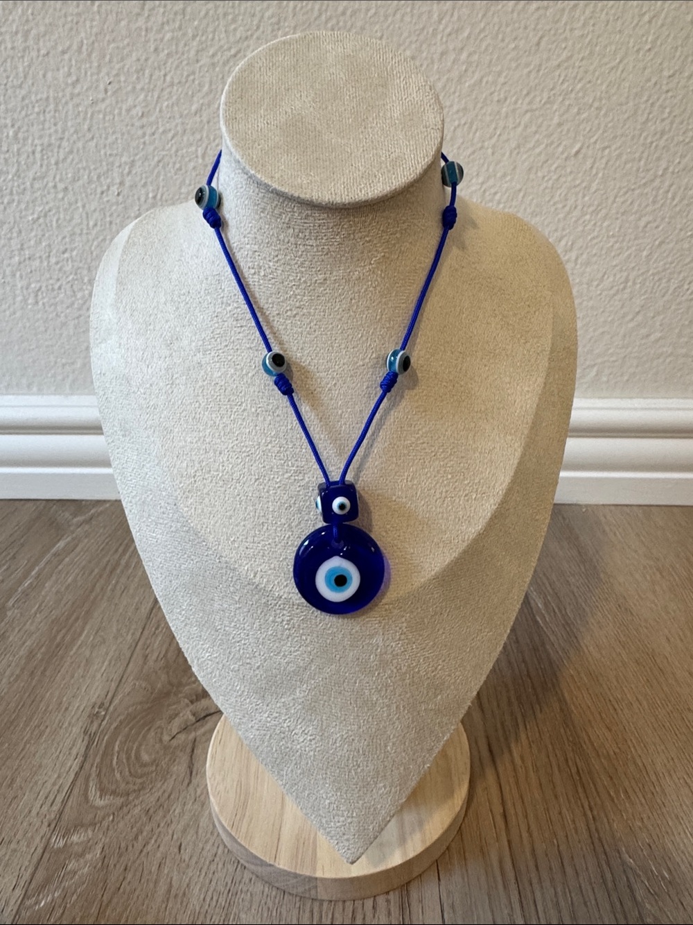 Blue Evil Eye Glass Pendant Necklace